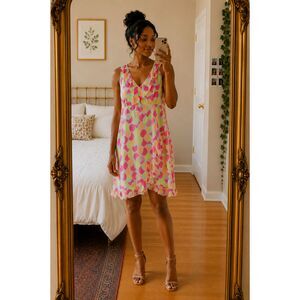 Vintage Chetta B Silk Dress Size 12 Abstract Print Sleeveless Y2K Colorful